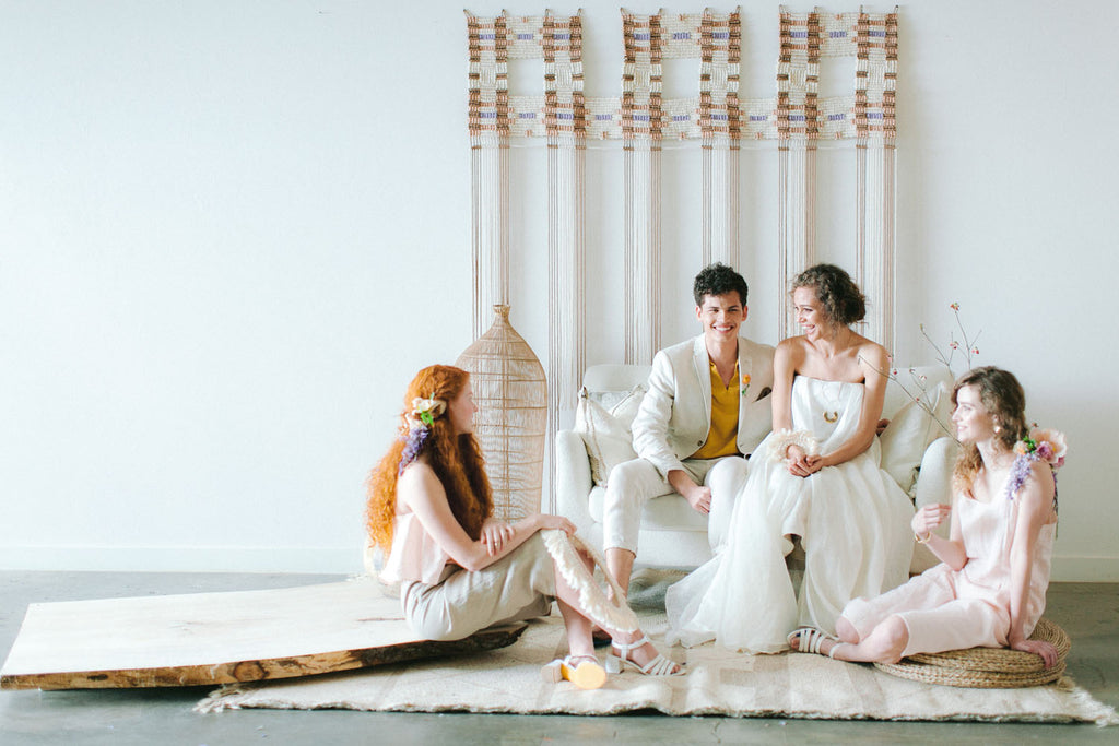 Bridal Party Photography for an ethereal macramé wedding in the spring 