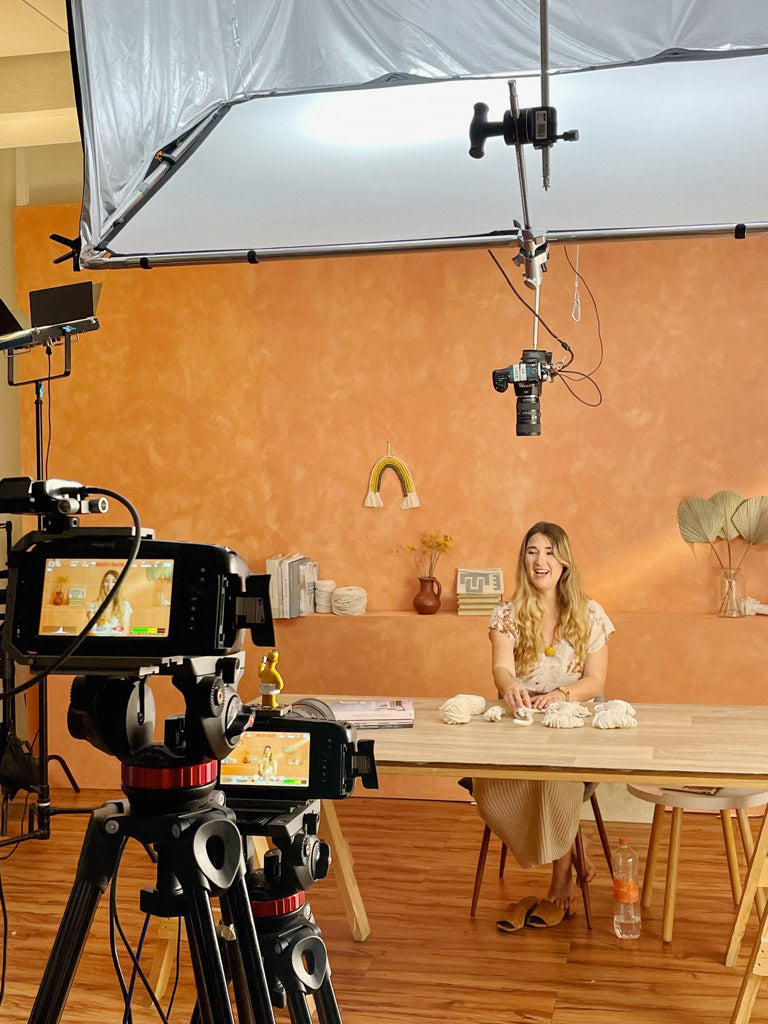 Filming for Domestika with Modern Macramé