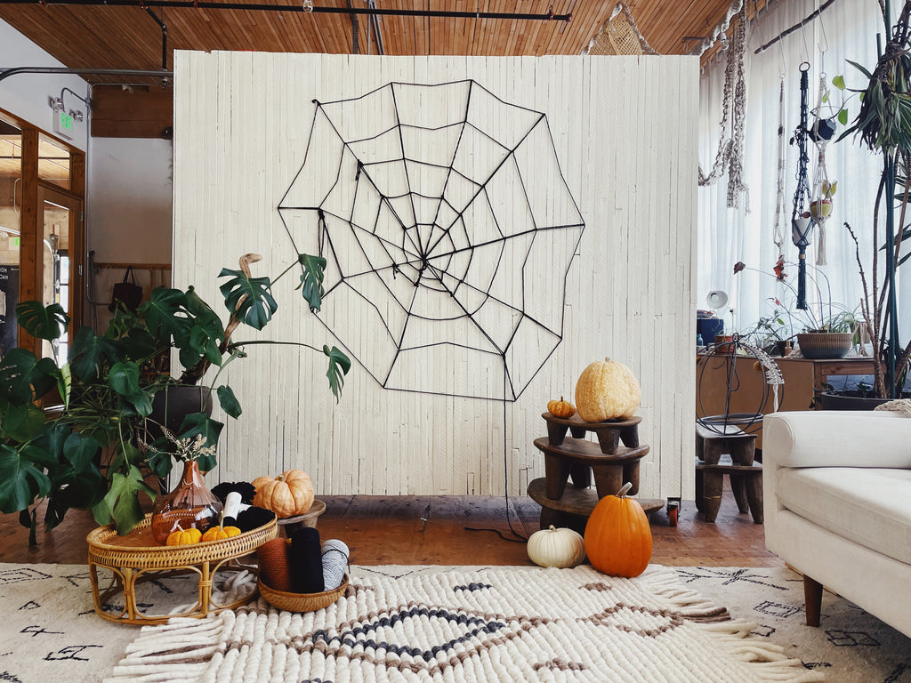 Modern Macramé's spooky Halloween spider web