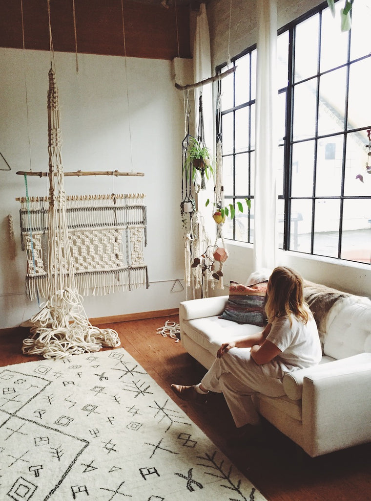 modern macrame studio boho interior design diy