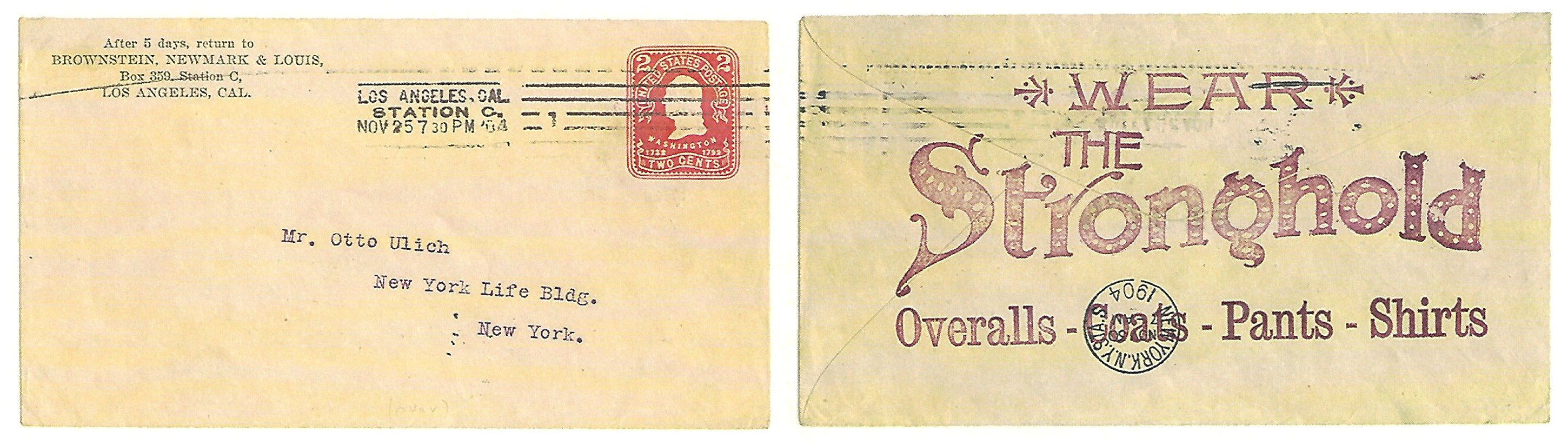The tronghold Letter 1904 Postmark