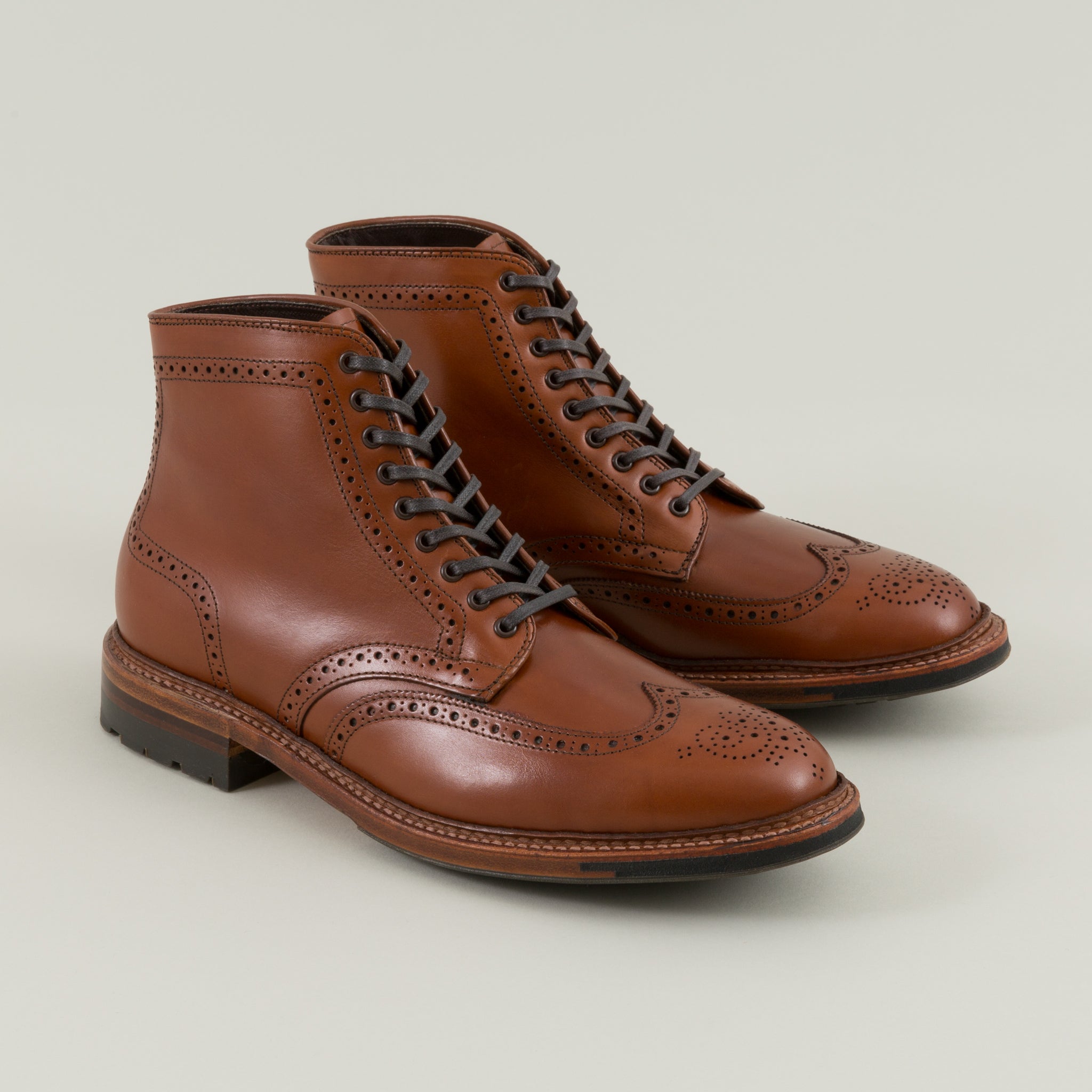 Wing Tip Boot, Tan Calfskin