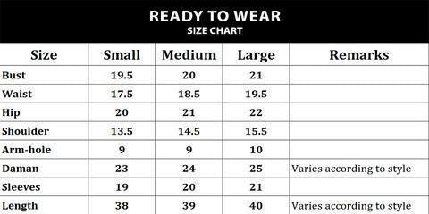 Measurement Chart For Women S Clothing