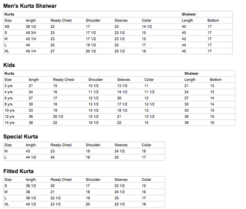 size chart | Salai