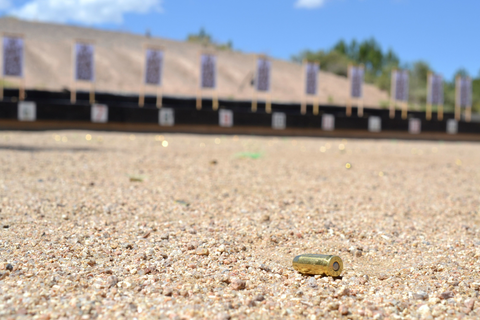 shooting targets lined up at shooting range