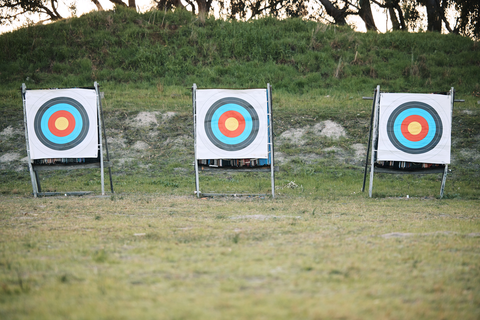 shooting targets lined up at shooting range