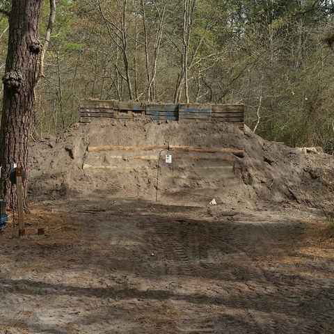 mud backstop at shooting range