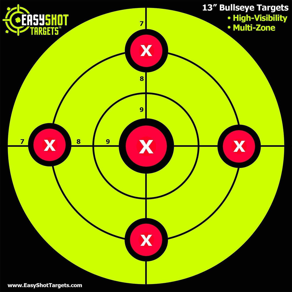 100-pack-13-bullseye-targets-fluorescent-green-super-saver-bundle-large-13-x-13-maximum