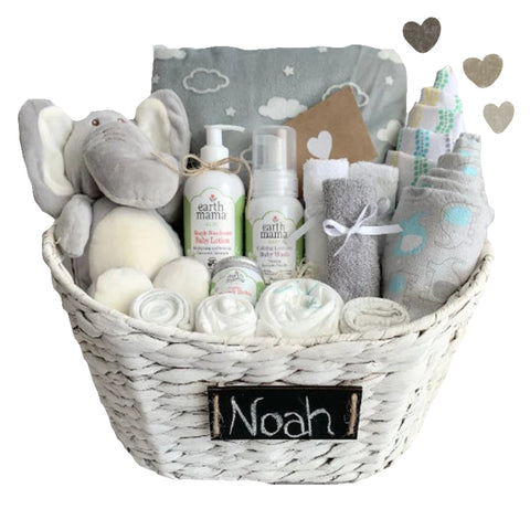 Hugs and Kisses Baby Boy Gift Basket