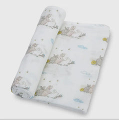 large large muslin bunny print swaddle receiving blanket