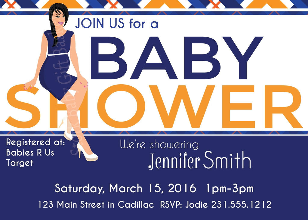 orange baby shower invitations