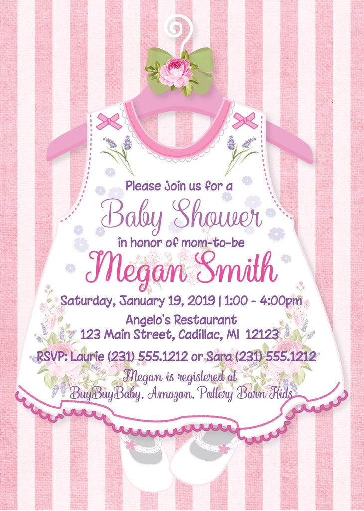 little dress - girl baby shower invitation (#sbgb336)