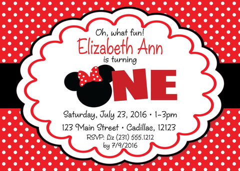 Minnie Mouse 1st Birthday Invitation Storkbabygiftbaskets Com