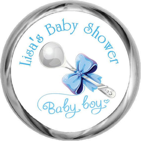 Baby Boy Owl Stickers - KISSES Candy Baby Shower