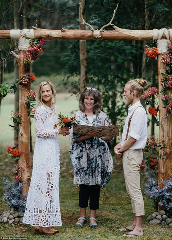 Hipster Wedding Braces And Laser Cut Dress