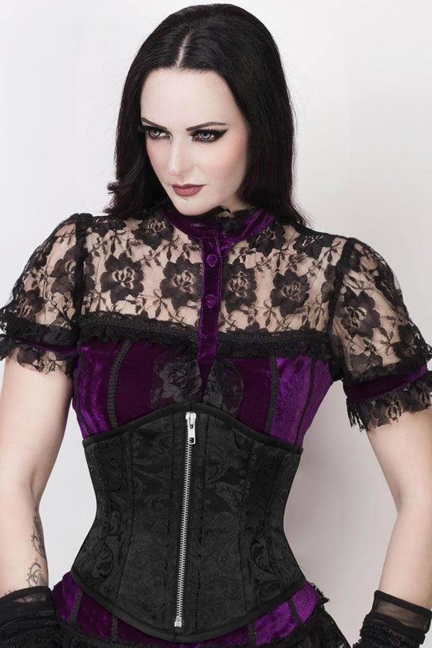 Fedele Underbust Black Brocade Corset