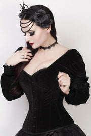 Agostina Custom Made Gothic Overbust Black Corset with Attached Sleeve