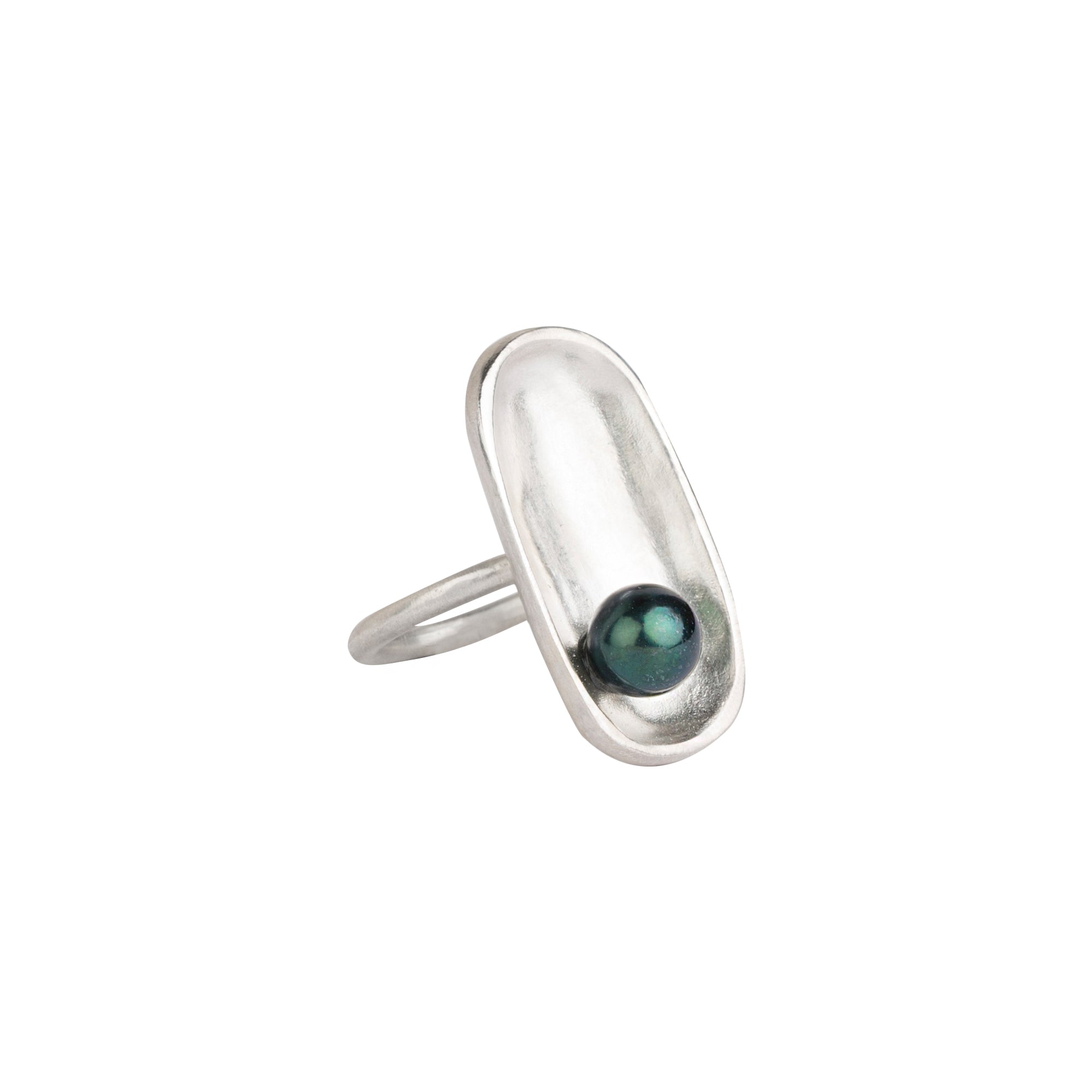 FLOAT RING WITH GREEN AKOYA PEARL