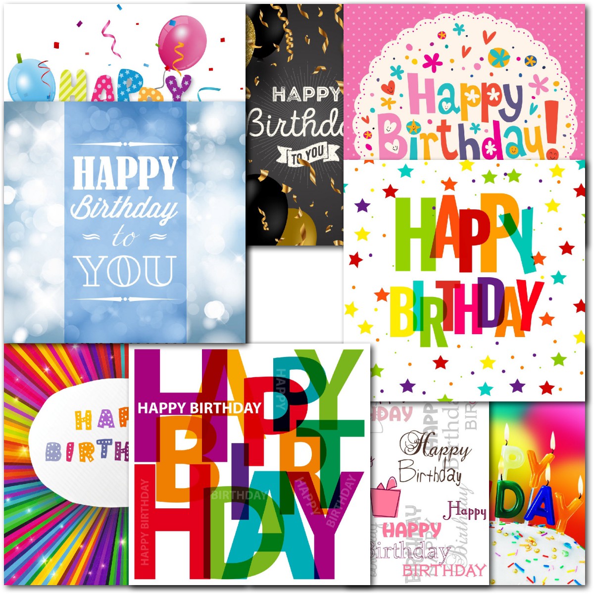 Doodlecards Pack of 10 Square Contempory Mixed Birthday Cards – doodlecards