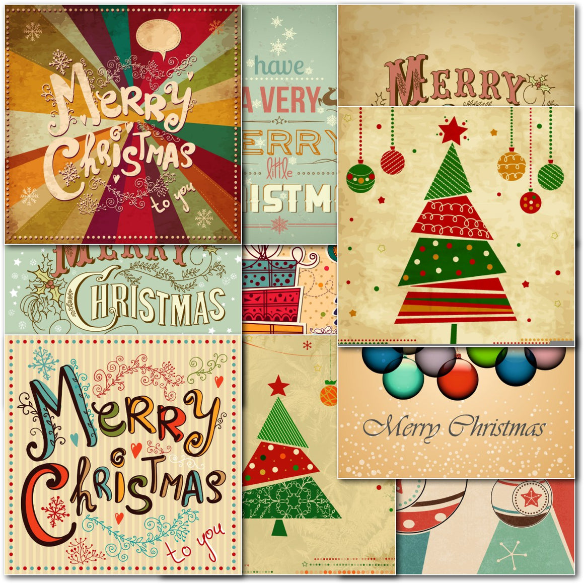 Pack of Mixed Retro Christmas Cards – doodlecards