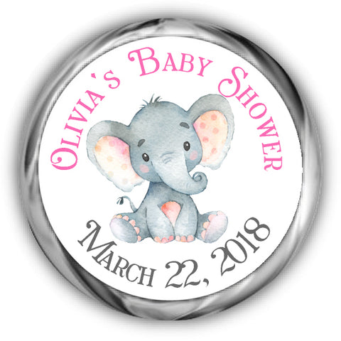 Girl Elephant Baby Shower Stickers