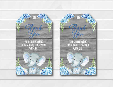 Blue Elephant Thank You Tags