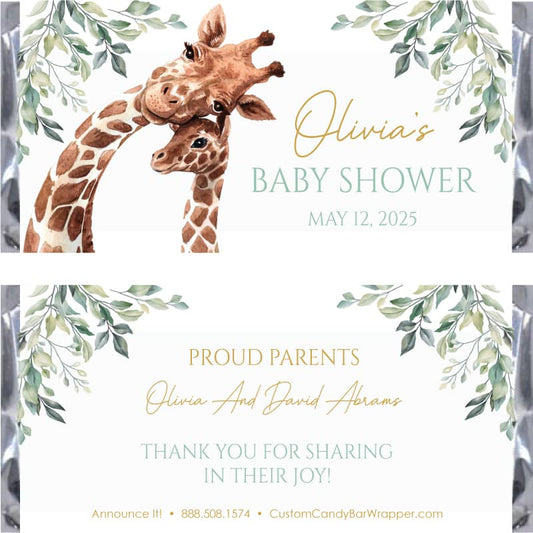 Giraffe Personalized Name Baby Shower Wrapping Paper - Jungle Safari -  Graphic Spaces