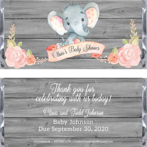Elephant Baby Shower Candy Bar Wrappers