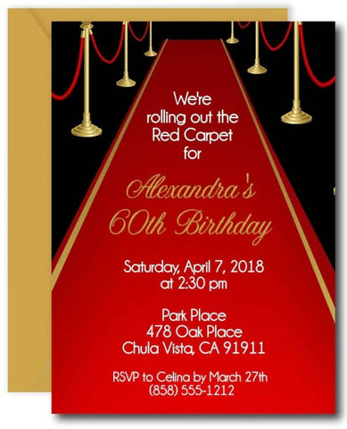 Red Carpet Birthday Invitation