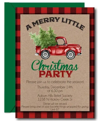 Red Truck Christmas Invitations
