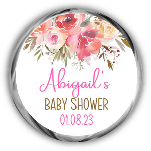 Floral Baby Shower Kisses Stickers Announce It