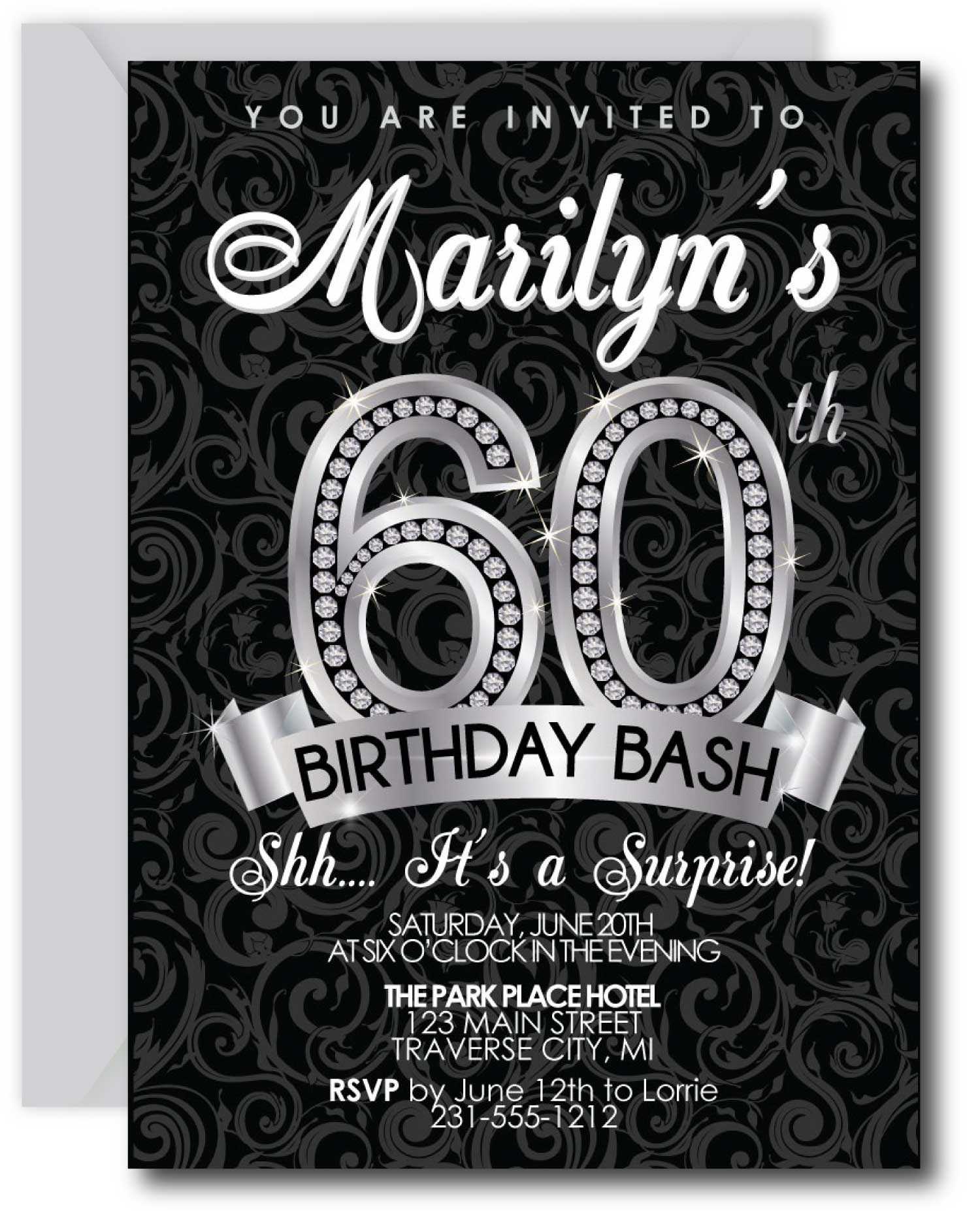 Diamond 60th Birthday Invitation Template Announce It!