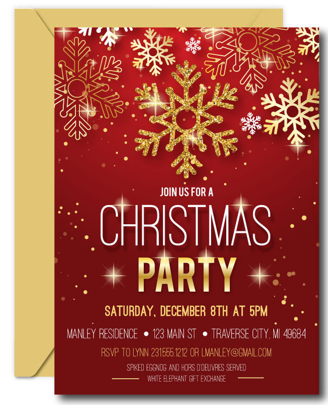 Snowflake Christmas Invitations - Announce It!