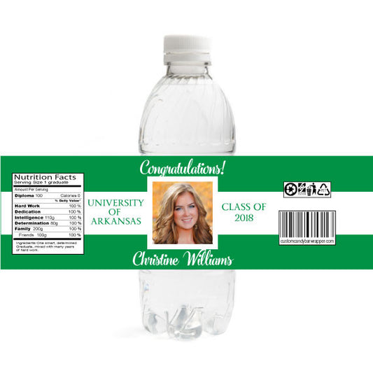 Graduation Trendy Stripes Water Bottle Labels with Photo – Candy Wrapper  Store