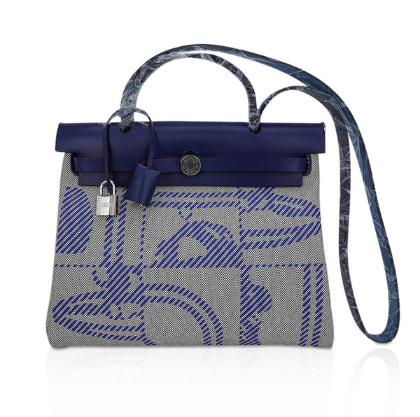 Hermès Hermes Bleu Electrique Toile & Bleu Indigo Vache Hunter Herbag Zip  39 Phw Blue ref.639478 - Joli Closet