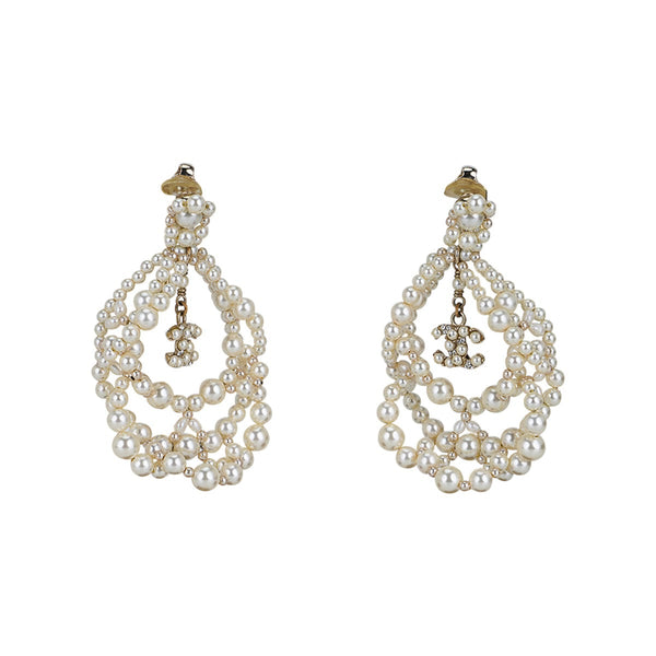 Chanel Hoop Faux Pearl CC Earrings A18 – Mightychic