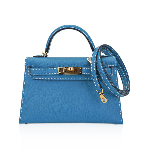 Hermes Kelly Sellier 20 Bleu Brume Epsom Gold Hardware – Madison Avenue  Couture