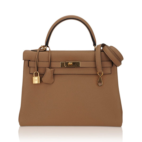 Hermes Kelly 25 Retourne Bag Coveted Gold Togo Gold Hardware – Mightychic