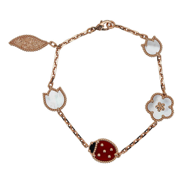 Van Cleef and Arpels Letter Wood Rose Gold Limited Edition Alhambra Bracelet  at 1stDibs