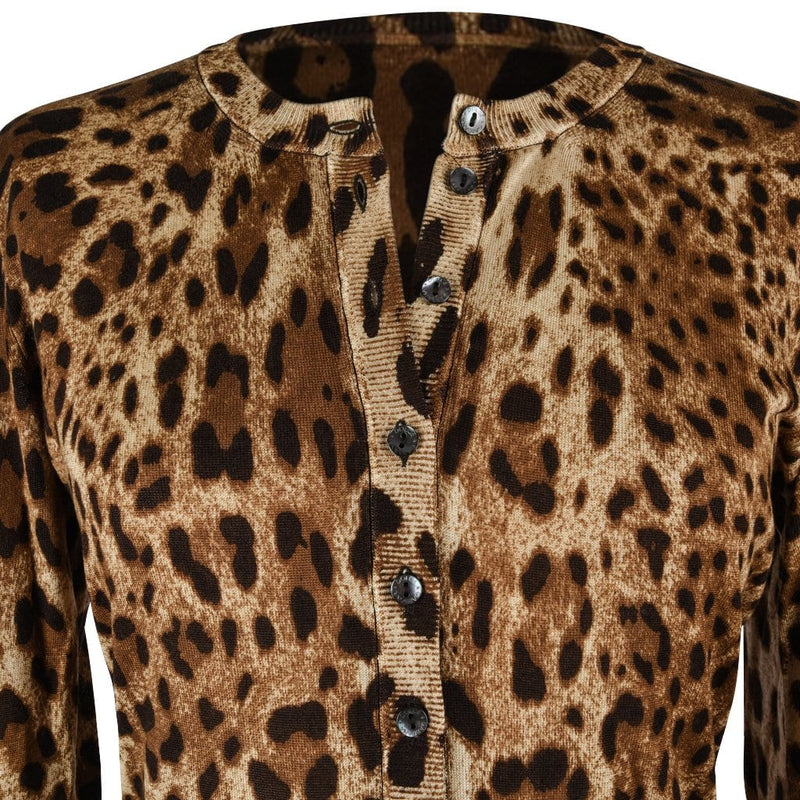 Dolce&Gabbana Sweater Leopard Silk Cardigan 46 fits 8 – Mightychic