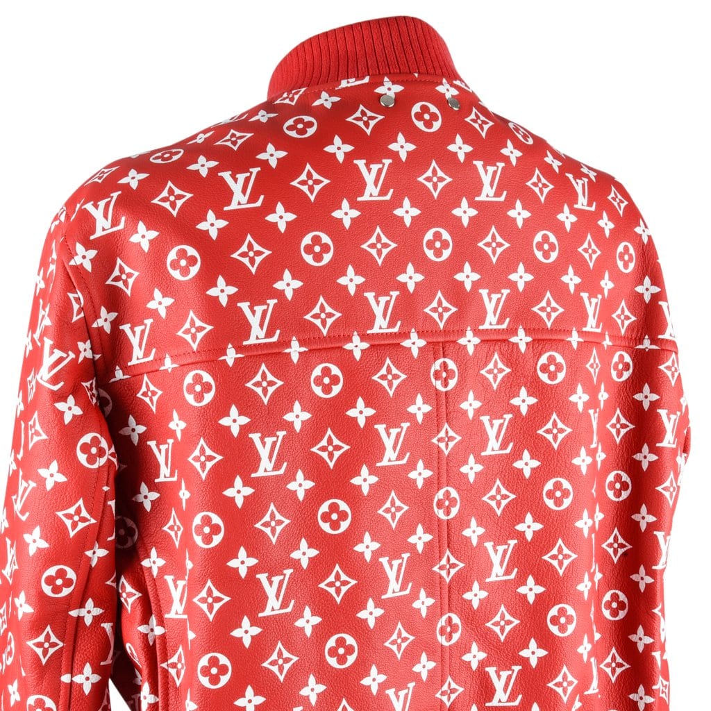 Supreme x Louis Vuitton Leather Baseball Jacket Red Men's - SS17 - US