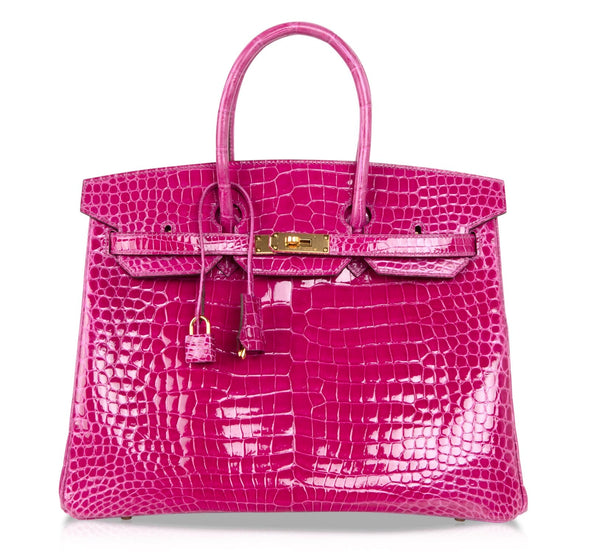 Hermes Birkin 35 Bag Pink Rose Scheherazade Porosus Crocodile Gold Har ...