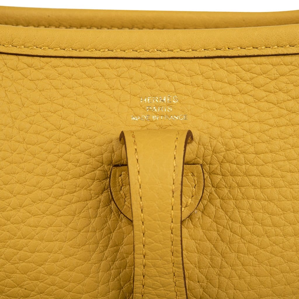 Hermes Evelyne TPM Bag Jaune Ambre Clemence Leather Gold Hardware ...