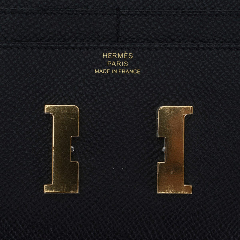 Hermes Constance Compact Wallet Black Gold Hardware Epsom Leather