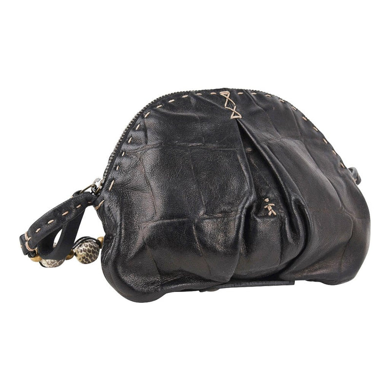 Henry Beguelin Bag Mini Black Turtle Stamped Leather Demi Lune – Mightychic