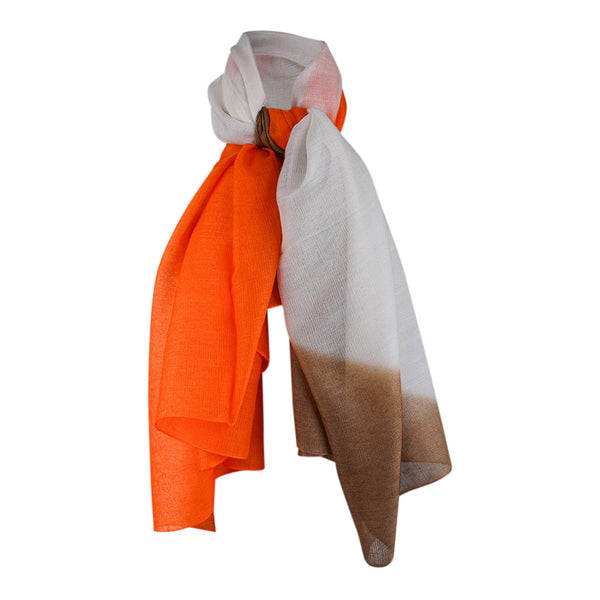 Hermes Plume Allumette Ombre Shawl Orange to Bronze Cashmere / Silk