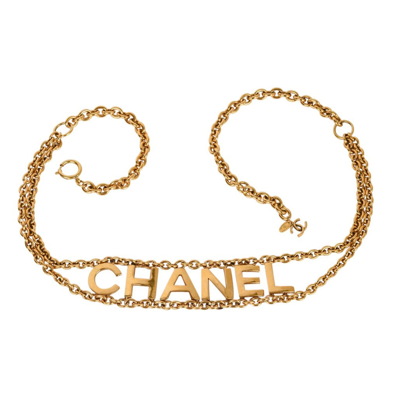 Chanel Belt Vintage Gold Link Chain Chanel Name Spelled Out – Mightychic