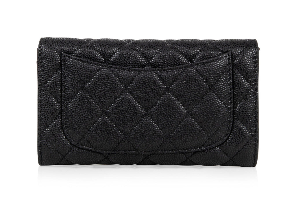 Chanel Wallet Long Black Caviar Leather New –