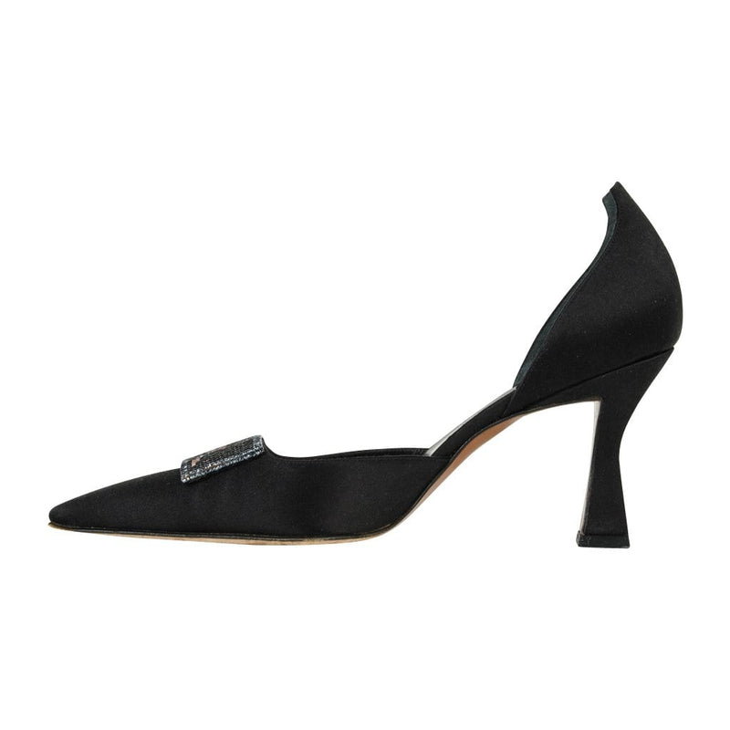 Christian Dior Shoe Beaded Clasp D'Orsay Black Satin Pump 38 / 8 ...