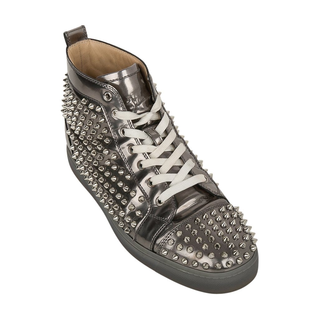 Christian Louboutin Men's Louis Flat Antispecchio Spike Gray Silver 43 ...